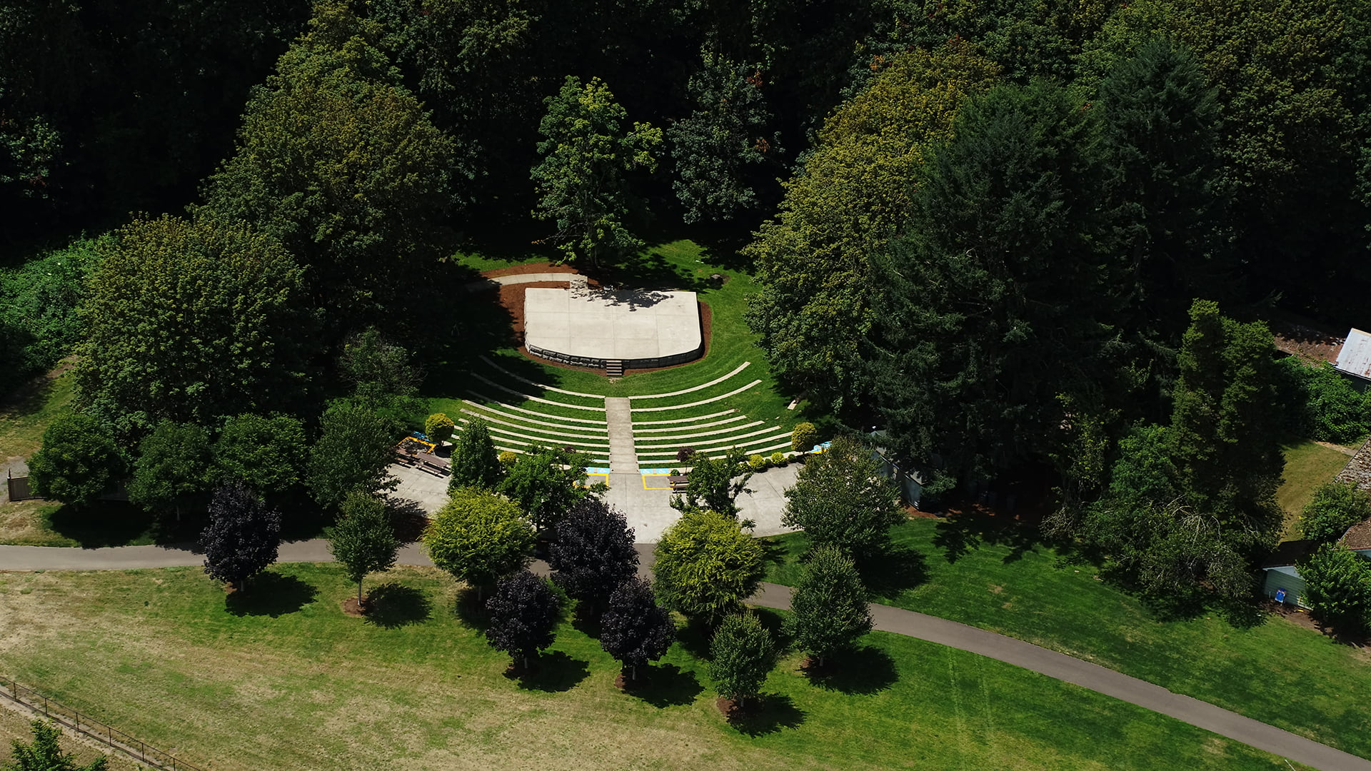 Aerial view of outdoor amphitheater