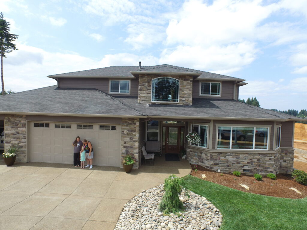 Aerial view of a new home