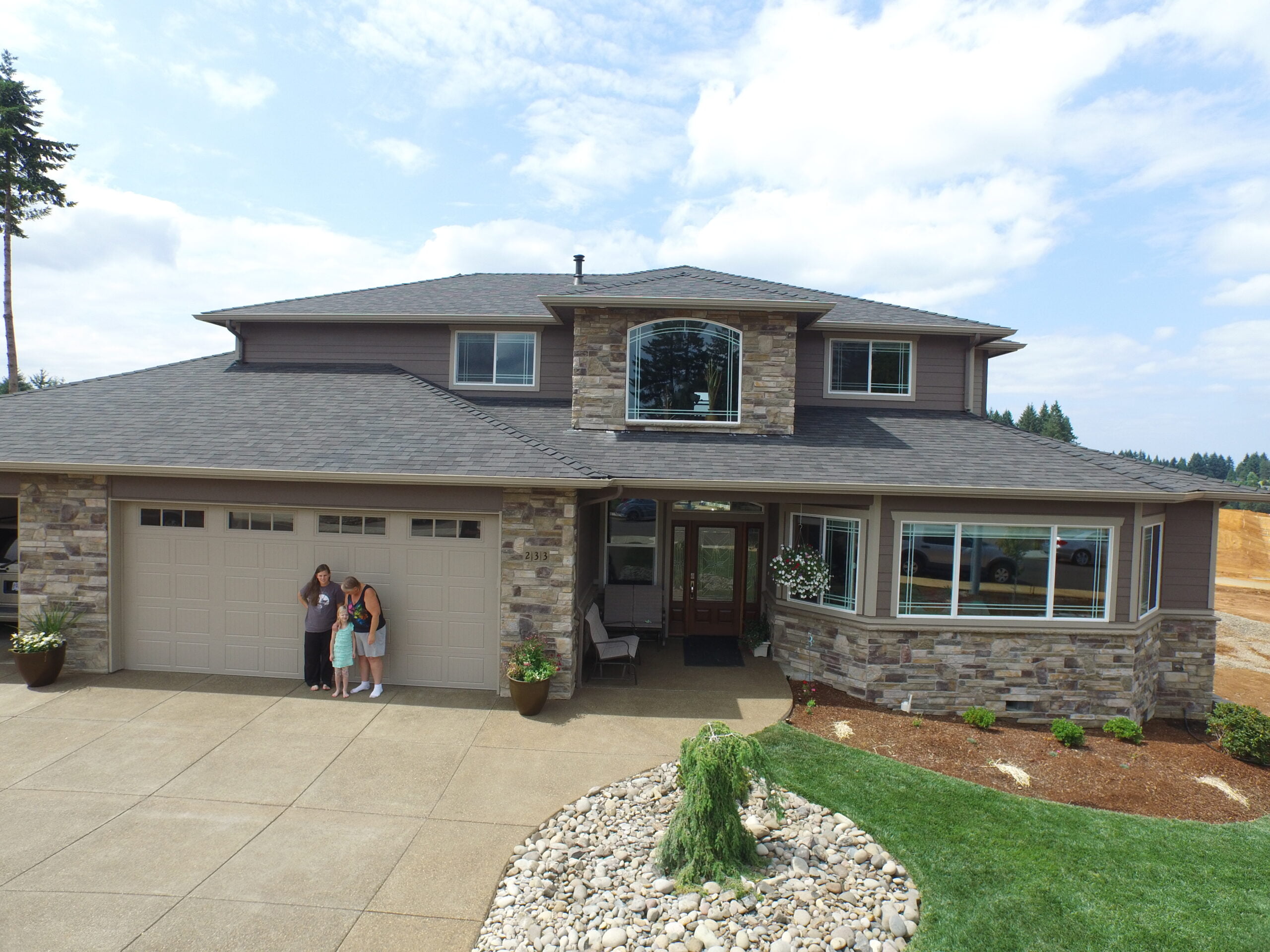 Aerial view of a new home