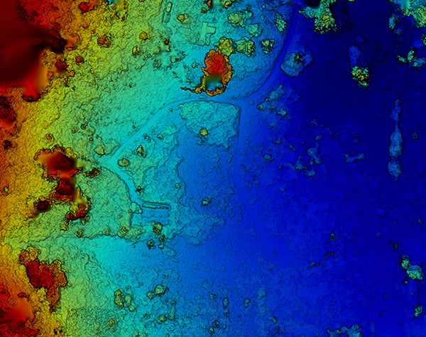 Aerial view of elevation map