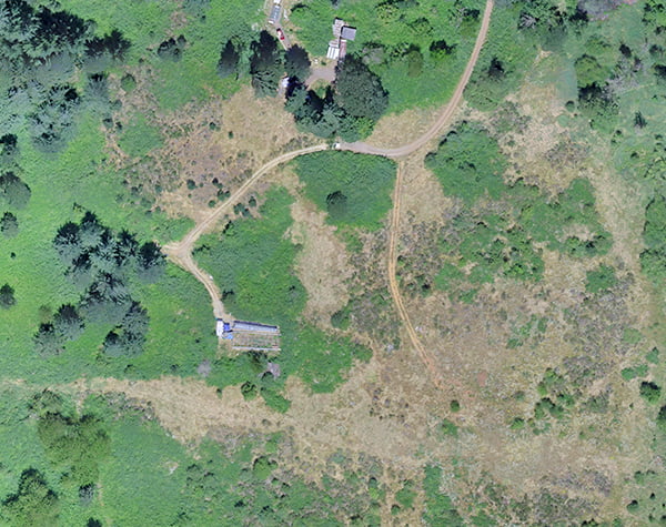 Aerial view of a large family property