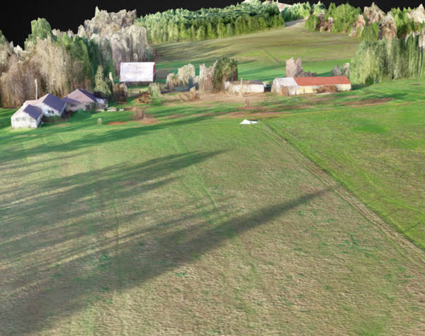 Aerial view of a farm field in Willamina, OR